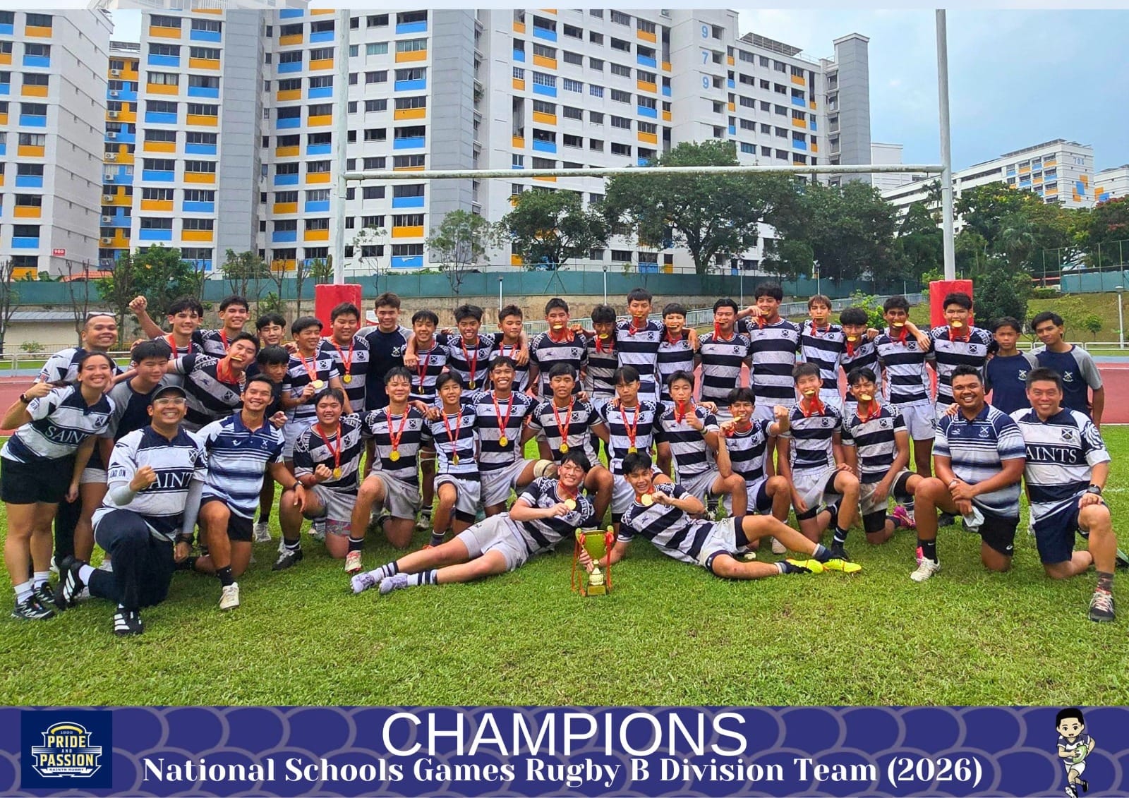 Team photo of 2026 B Division rugby team - Champions